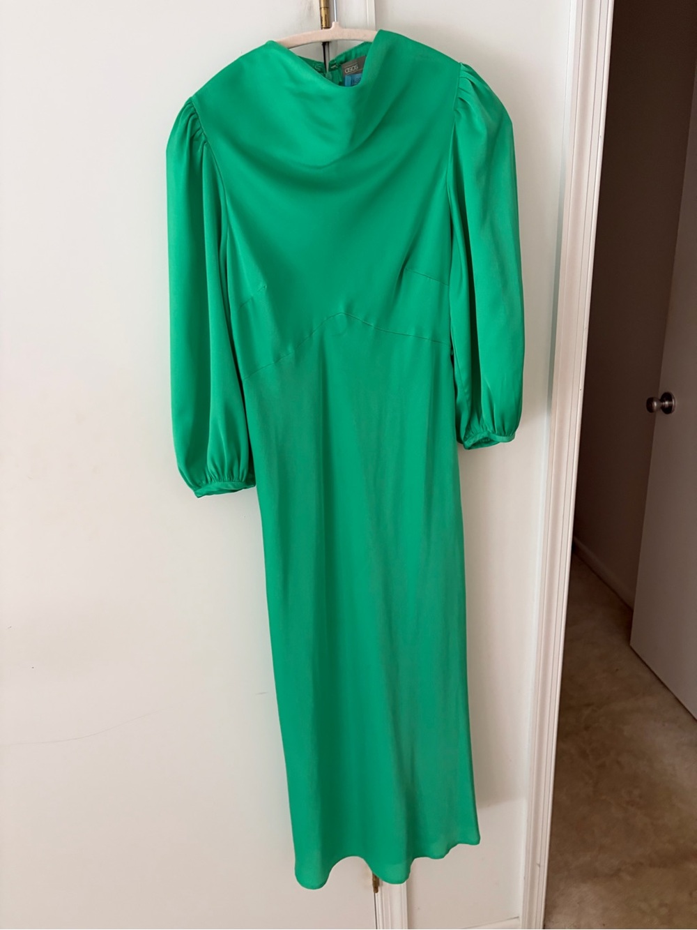 ASOS Emerald Green Midi Dress with Draped Neckline